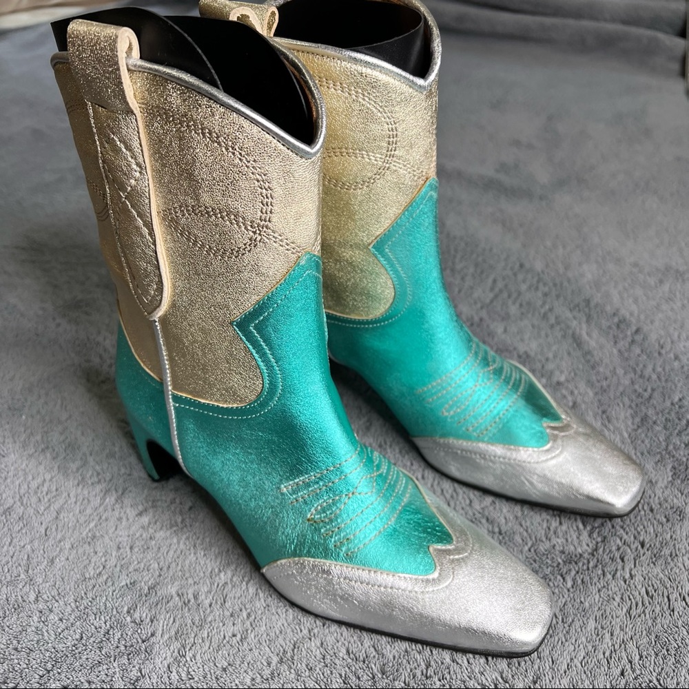 Davos Gomma STIU Silver Teal Cowboy Cowgirl Boots